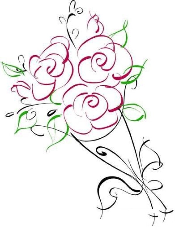 Beautiful simple line drawing of roses