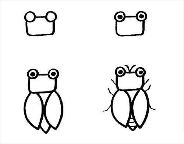 How to draw a cicada in simple strokes