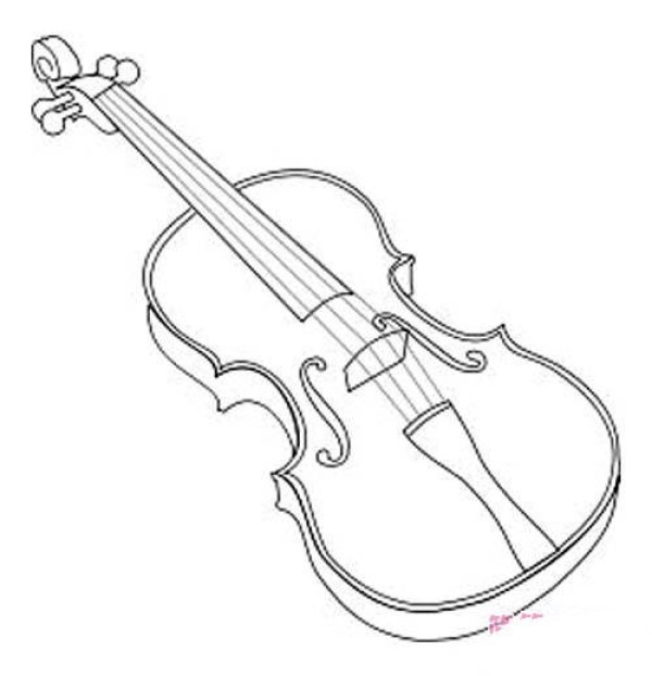 Simple drawing pictures of primary school students about violin