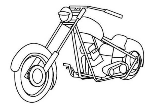 Simple drawing picture of Harley motorcycle for children