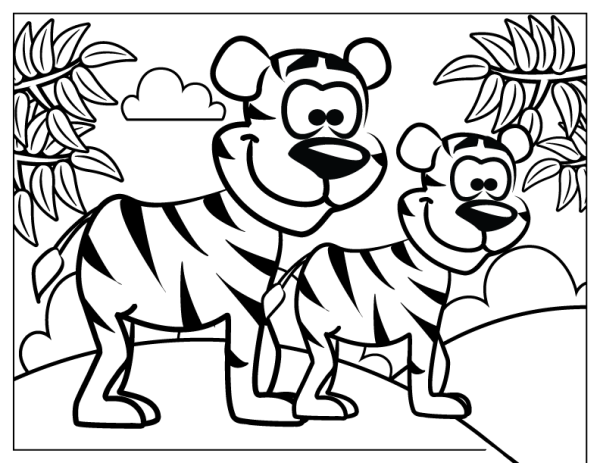 Simple strokes of two little tigers