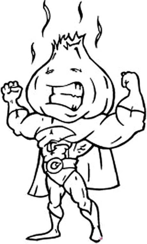 Simple drawing of cartoon characters: Onion Hero