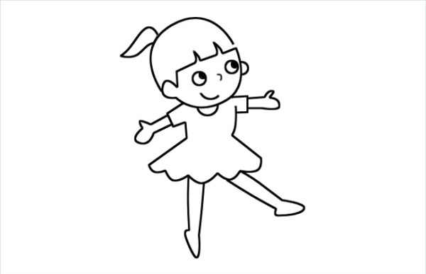 Simple drawing picture of little girl dancing