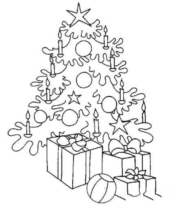 Childrens simple drawing: Christmas tree