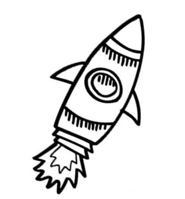 Childrens simple drawings of space rockets