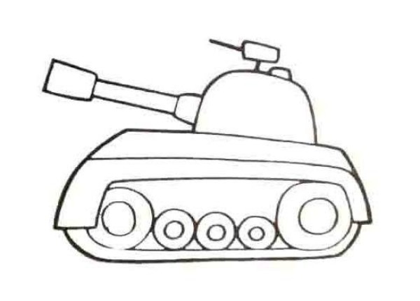 Childrens simple drawing pictures of modern weapons: tank