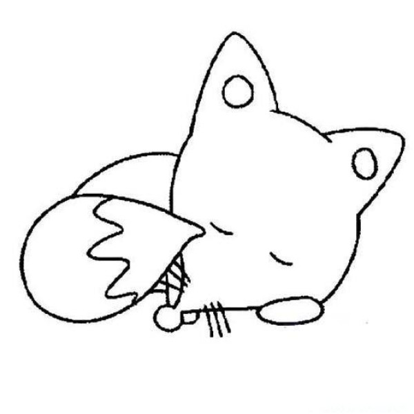 Simple drawing picture of sleeping fox