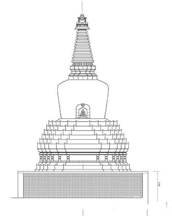 Simple drawing pictures of Thai temples and pagodas