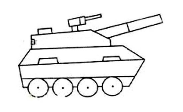 Simple drawing pictures of primary school students' military armored vehicles