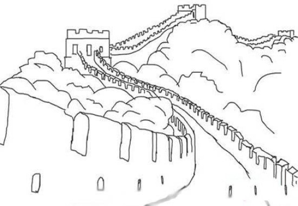 Childrens simple drawing of the Great Wall