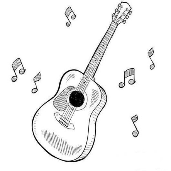 Simple drawing pictures of guitar notes