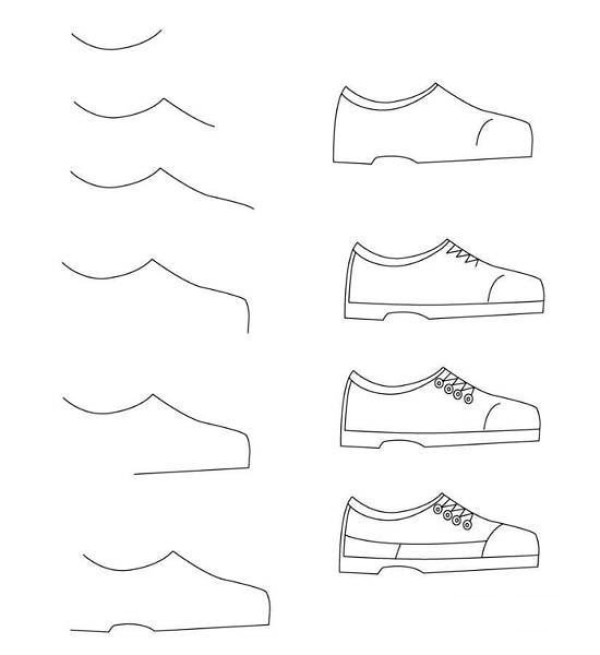 Simple drawing process of shoes: How to draw shoes