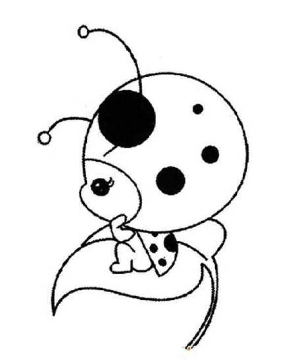 Seven-star ladybug cartoon shape simple drawing