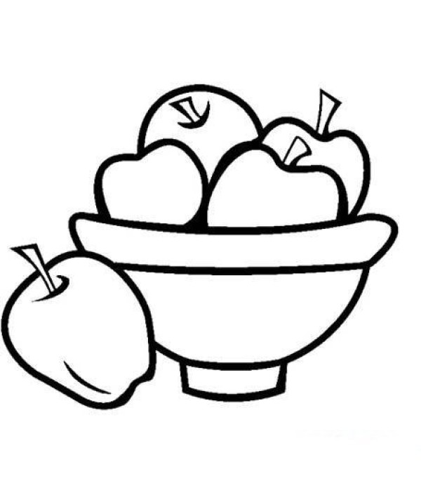 Childrens simple drawing of apples: a plate of apples