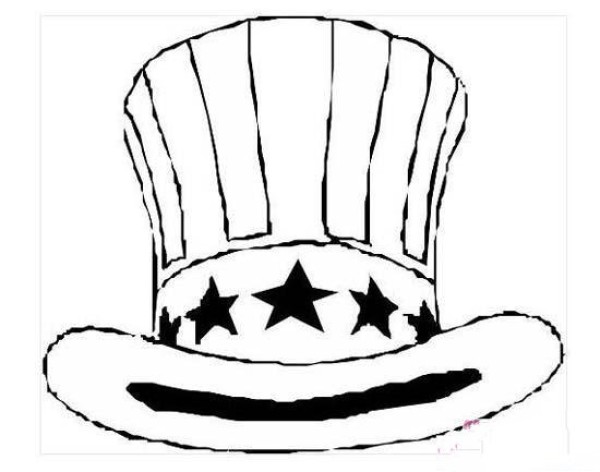 Childrens simple drawing pictures of Uncle Sams top hat in the United States