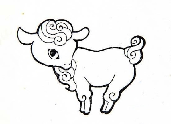 Simple drawing of auspicious lamb in 2015 Year of the Sheep