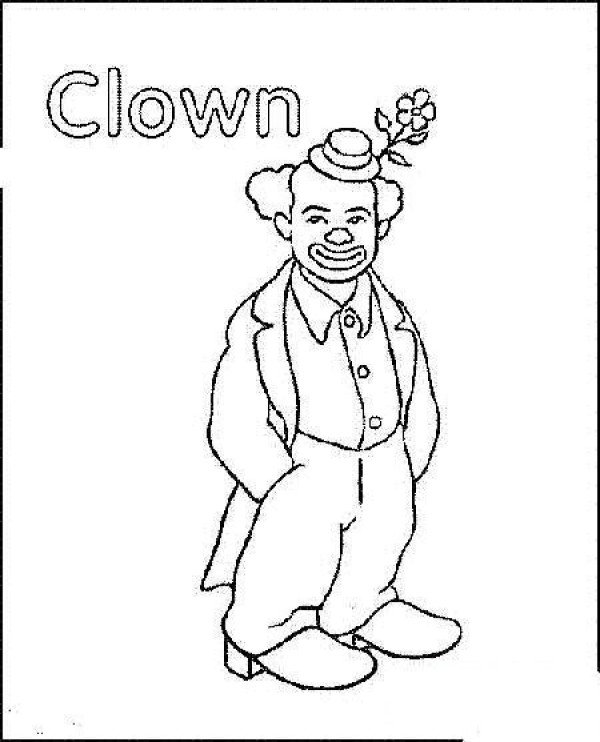 Clown front full body simple drawing picture