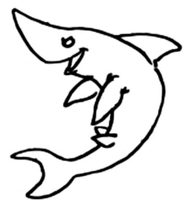 Primary school students' simple drawings of sharks in the sea