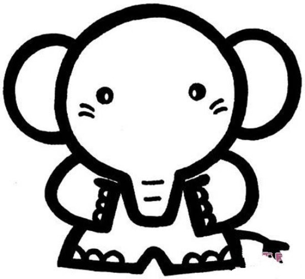 Super cute cartoon elephant simple drawing