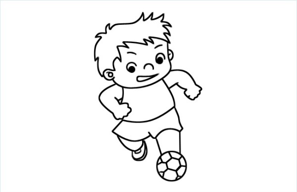 Simple drawing pictures of children playing football