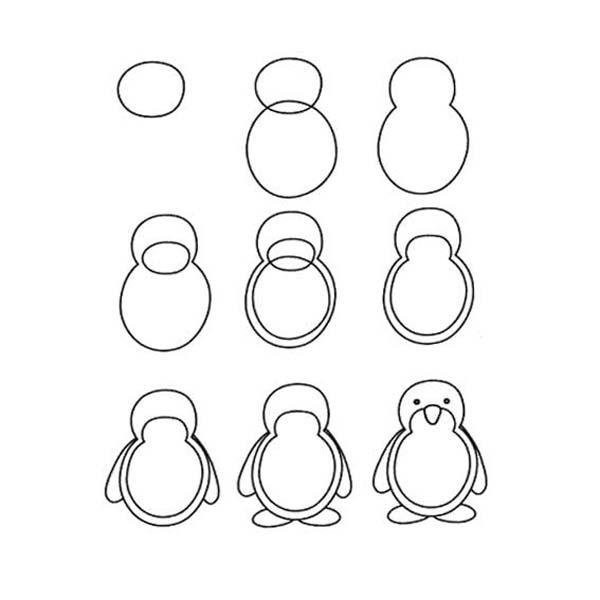 Penguin simple drawing tutorial