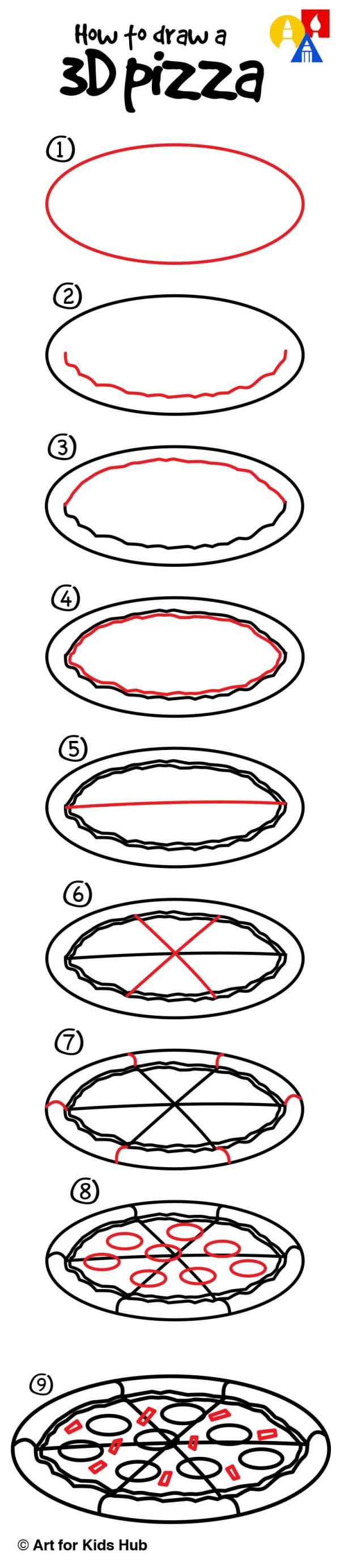 How to draw PIZZA simple drawing