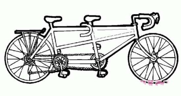 Simple drawing picture of three-seater bicycle