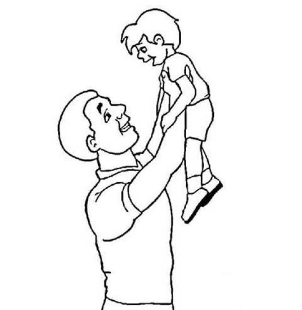 Childrens simple drawing pictures for Fathers Day: Dad lifts me high