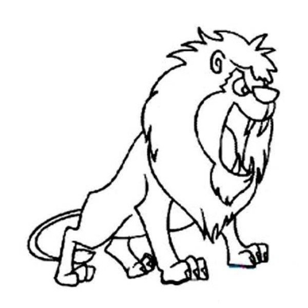 A simple drawing of a roaring lion