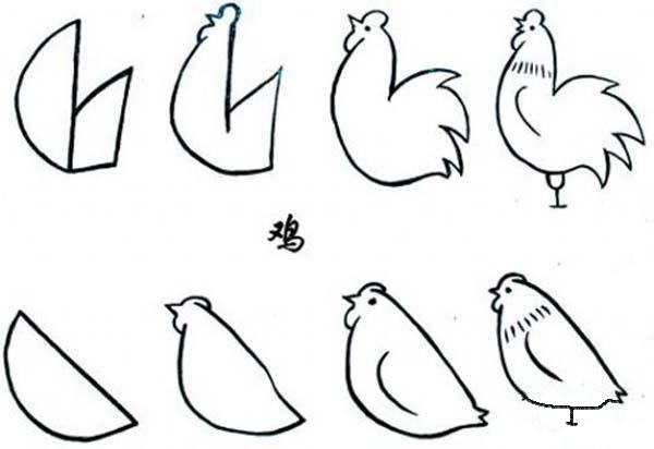 Simple drawing steps of chicken