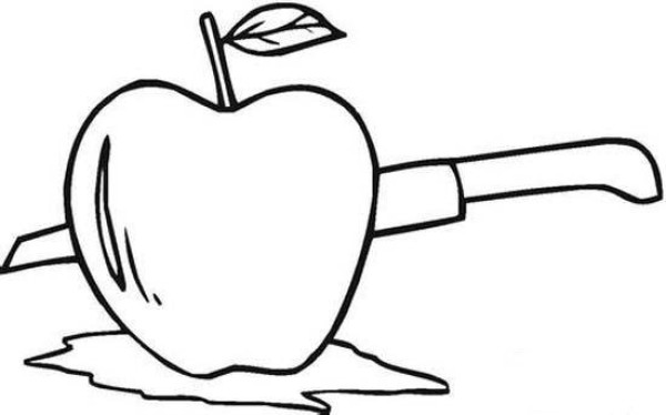 Cut apple simple strokes picture