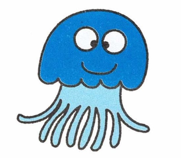 Childrens color cartoon jellyfish simple drawing pictures