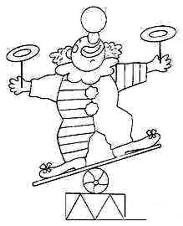 Simple drawing picture of clown performing in circus show