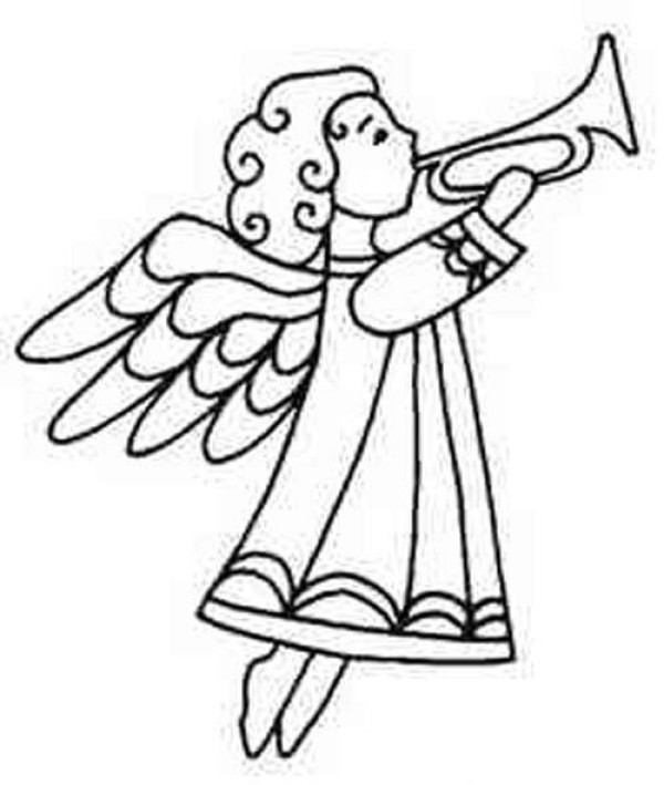 Simple drawing picture of angel blowing the trumpet