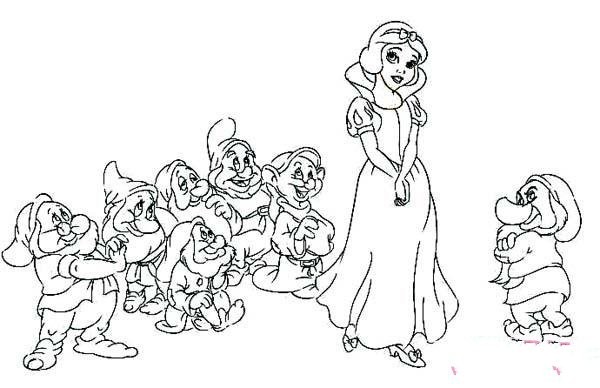 Snow White and the Seven Dwarfs simple drawing pictures