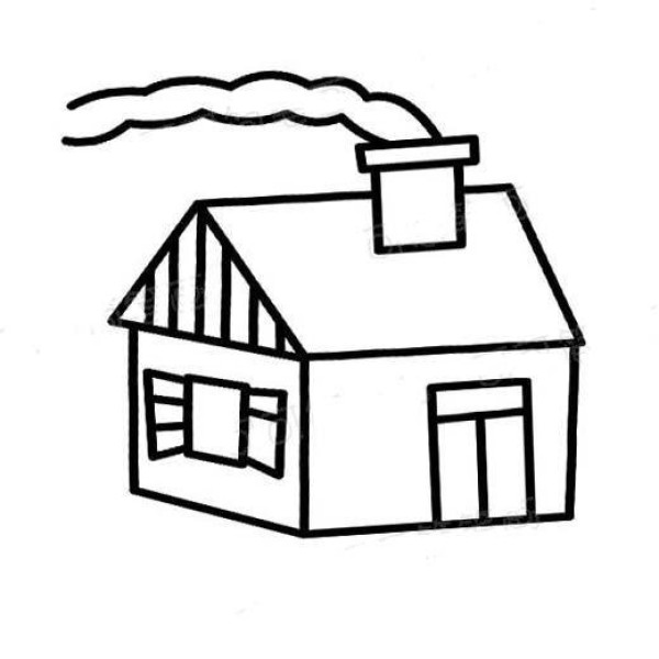 Childrens simple drawing of chimney house