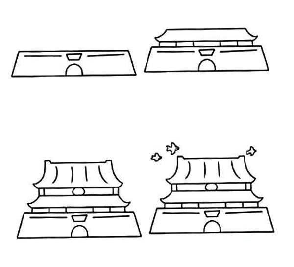 Steps to draw Tiananmen Square: How to draw Tiananmen Square