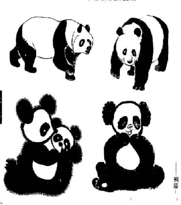 A complete collection of simple strokes of giant panda pictures