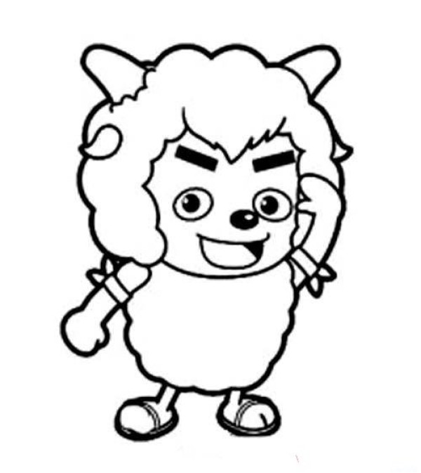 Simple drawing picture of happy boiling sheep