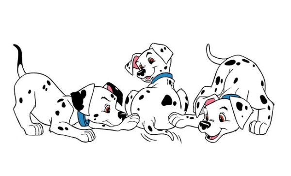 Simple drawing of three Dalmatians