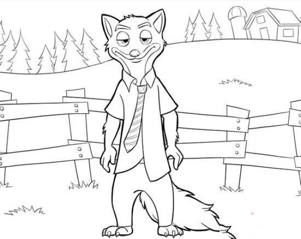 Zootopia Nick Fox simple drawing picture