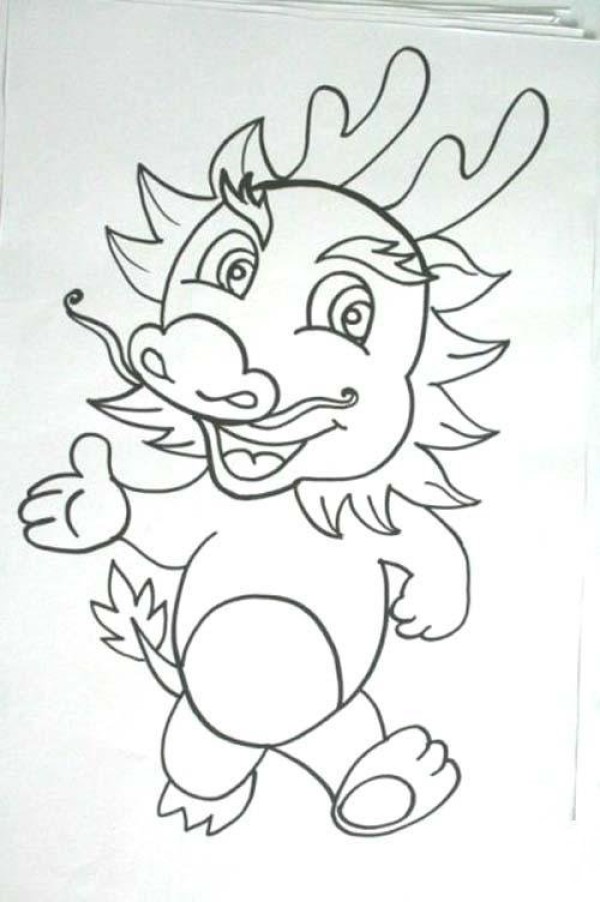 Cute cartoon dragon mascot simple drawing