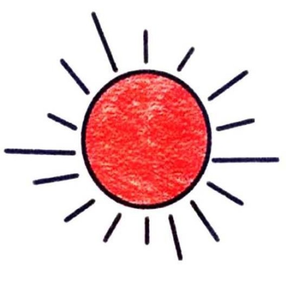 Simple drawing picture of the sun with color