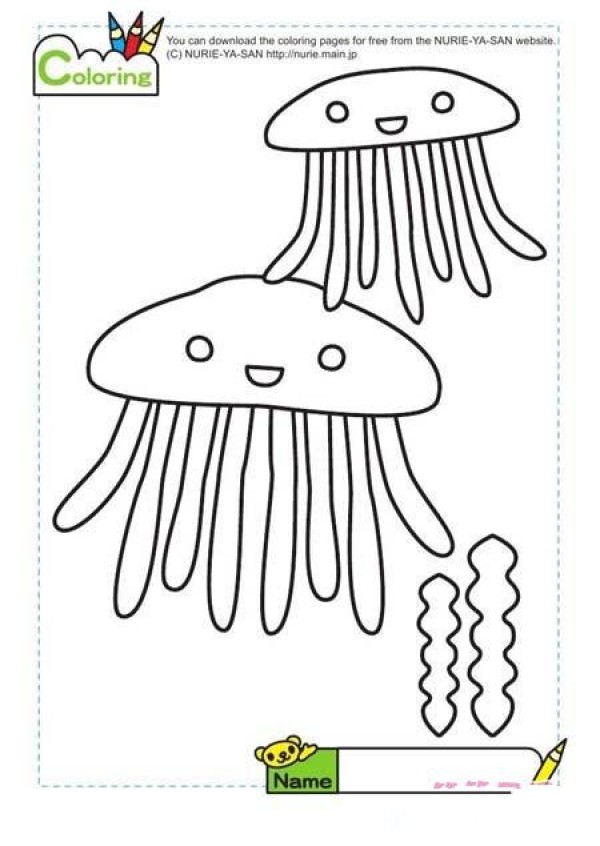 Childrens simple drawing pictures of jellyfish world