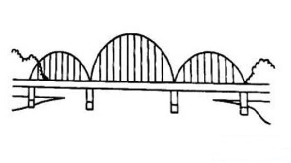 Simple drawing pictures of bridge across the river