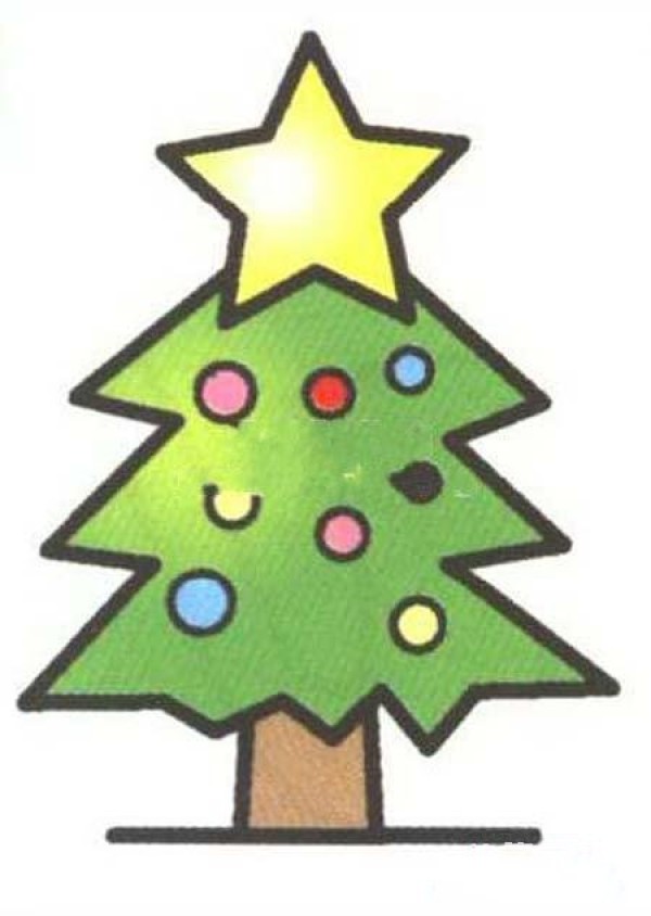 Colorful Christmas tree simple drawing picture