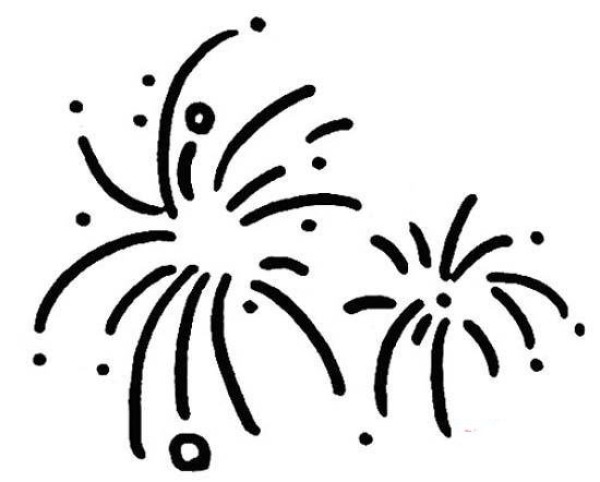 Simple drawing of blooming fireworks