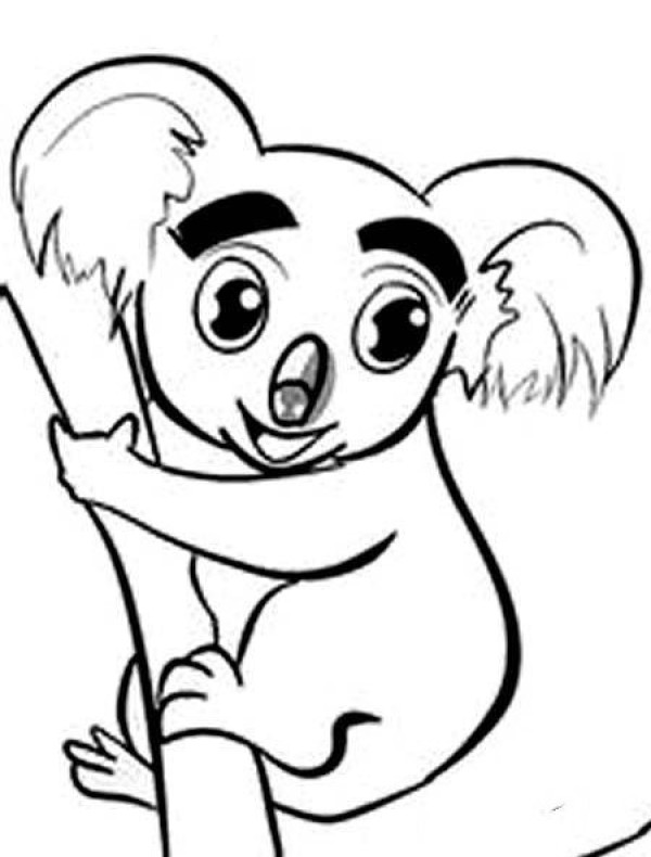 Simple drawing pictures of koala hugging a tree