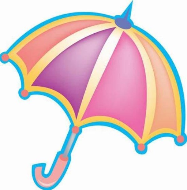 Childrens simple strokes of colorful umbrellas