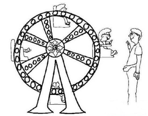 A complete collection of simple drawing pictures of children sitting on a Ferris wheel